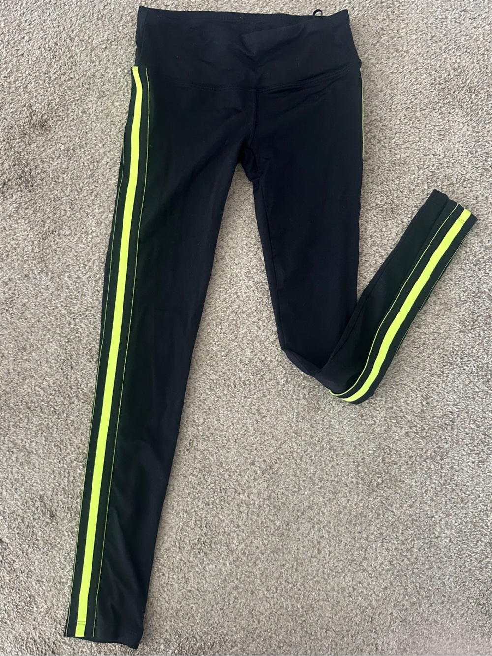 Jo & Jax Black Leggings with Neon Yellow Side Stripes